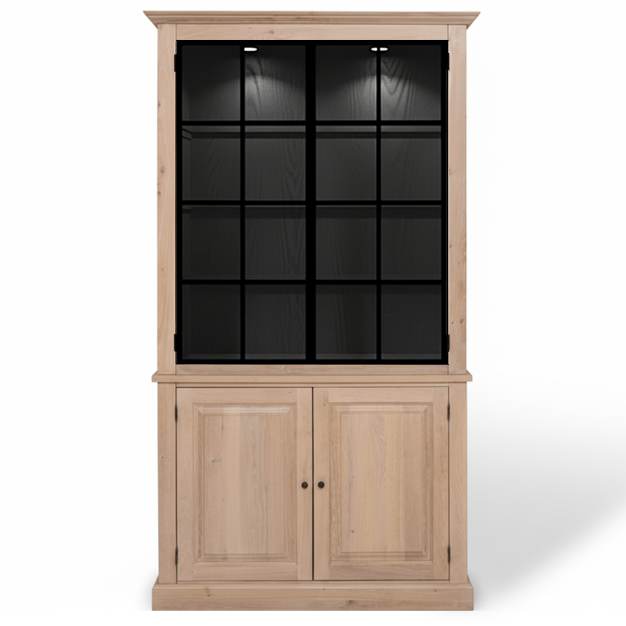 Wexford Display Cabinet - Natural Oak with 2 Glass Panel Doors | Marcottestyle