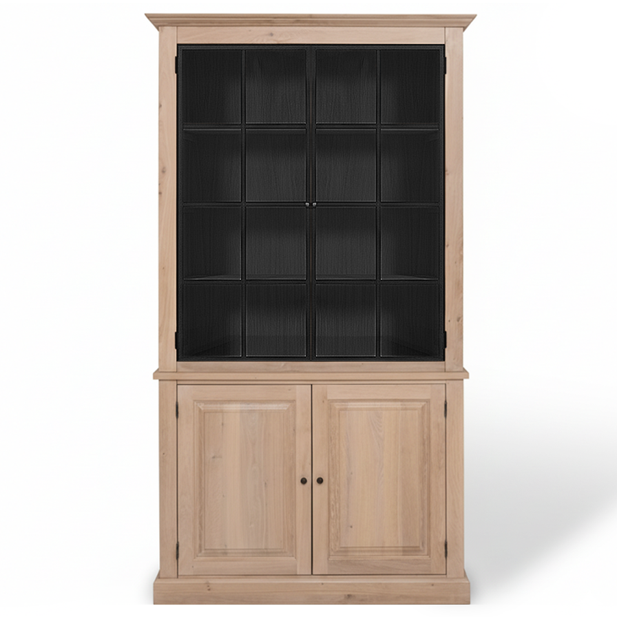 Wexford Display Cabinet - Natural Oak with 2 Glass Panel Doors | Marcottestyle