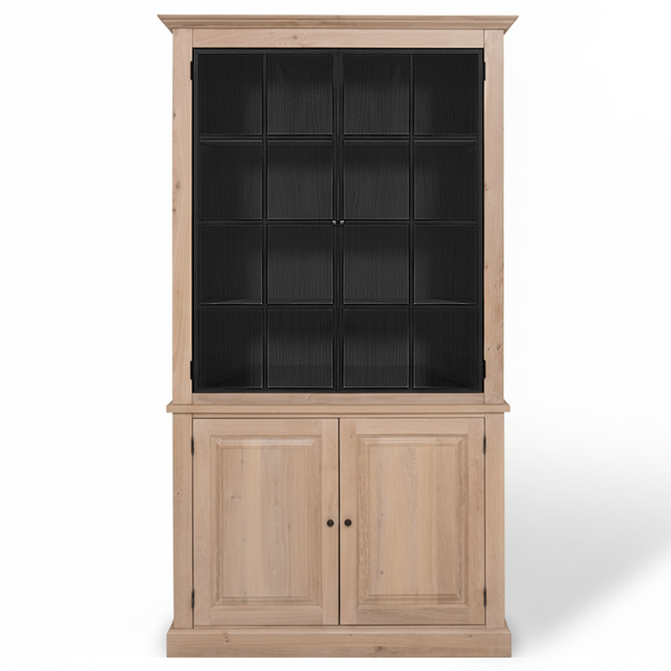 Wexford Display Cabinet - Natural Oak with 2 Glass Panel Doors | Marcottestyle