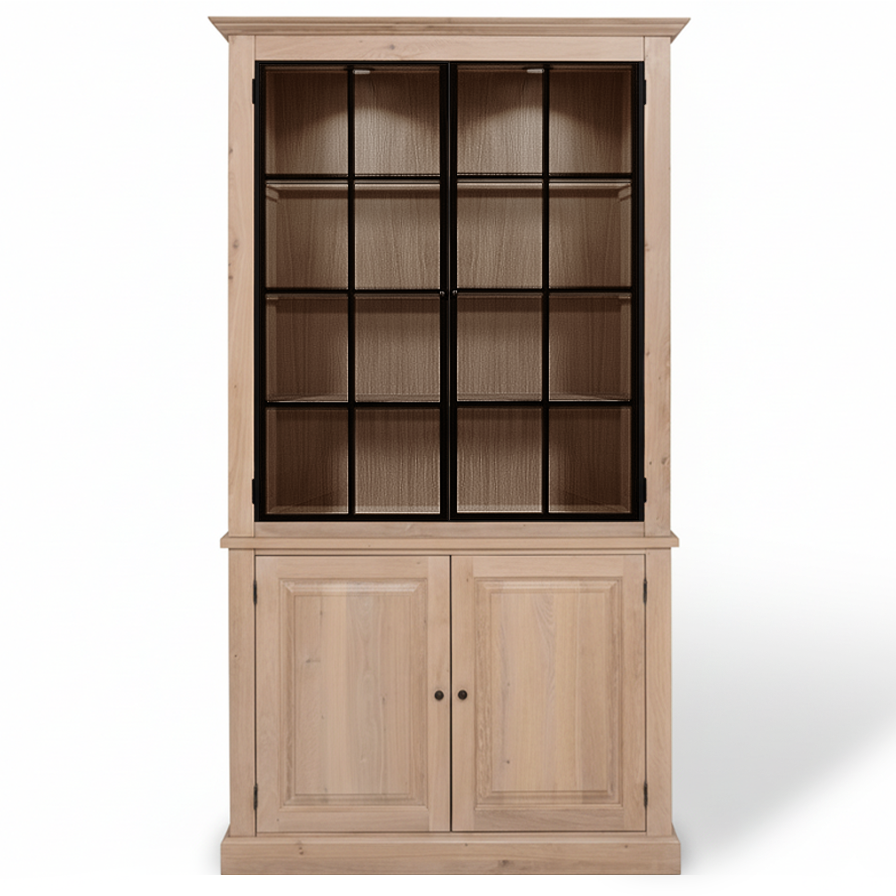 Wexford Display Cabinet - Natural Oak with 2 Glass Panel Doors | Marcottestyle