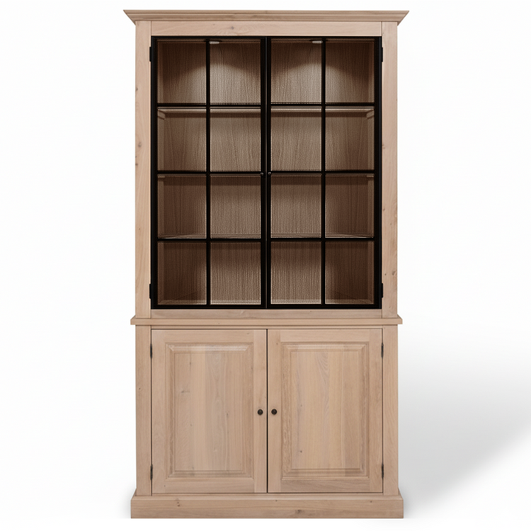 Wexford Display Cabinet - Natural Oak with 2 Glass Panel Doors | Marcottestyle