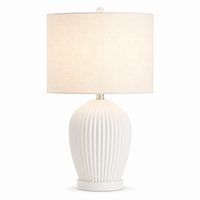 Front-view lights-on shot of the Zola 4688B Tafellamp in Wit finish, from the Zola family, with 1xE27 bulb softly illuminating the shade, slim 38 cm metal frame and 30 cm shade base, ideal for dining, hallway and bedroom interiors, by Marcottestyle.