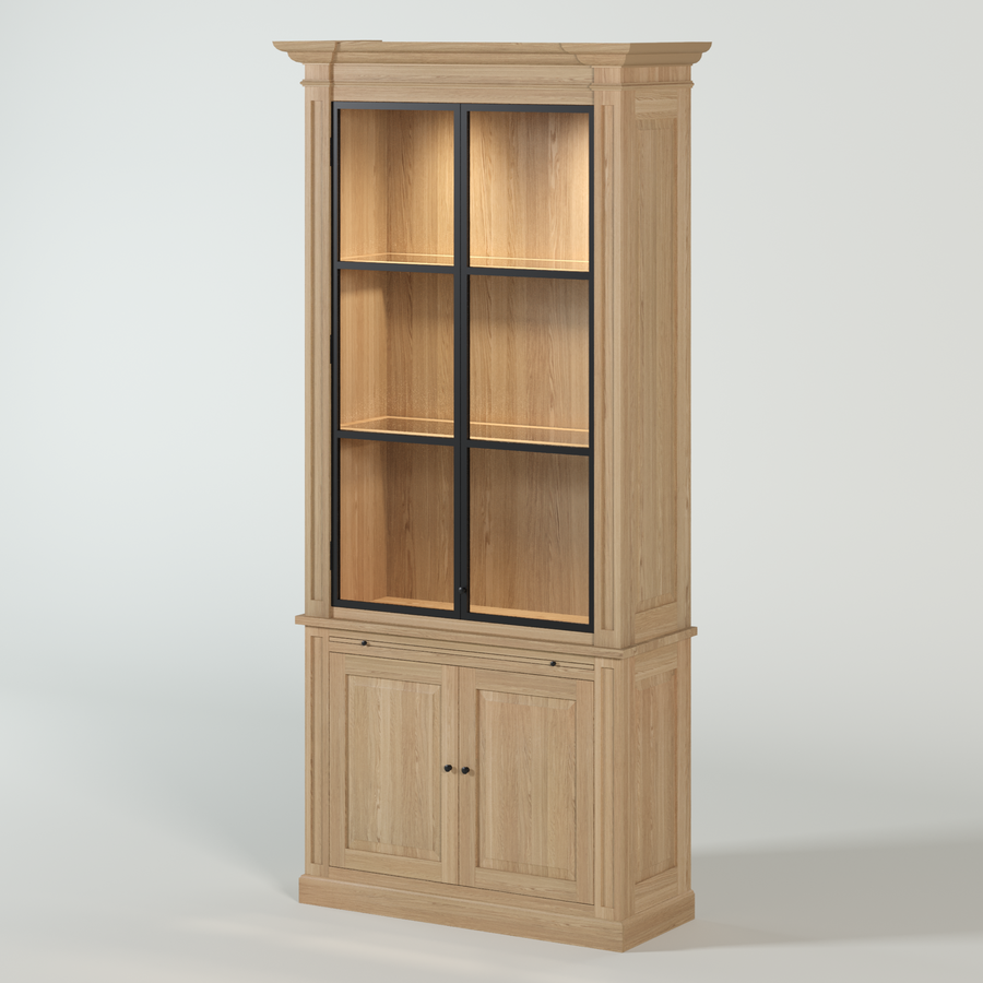 Vincester Displayschrank - Massive Eiche mit 2 Glasscheibentüren | Marcottestyle