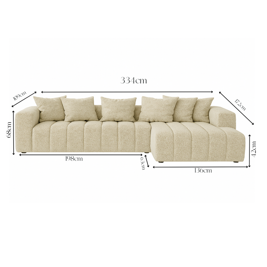 Sofa Marano - Natur Beige -  334 × 172 cm - Lounge Right