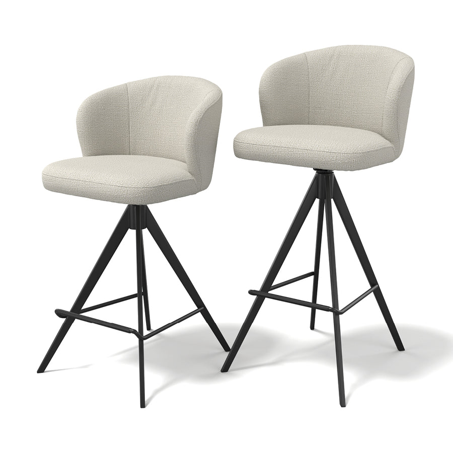 Lazio Bar Stool - Natural Oasis 01 Fabric - Black Metal Base with Footrest