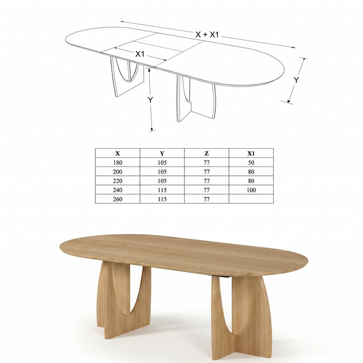 Alder Massiv Eiche Esstisch - 240x115x77cm
