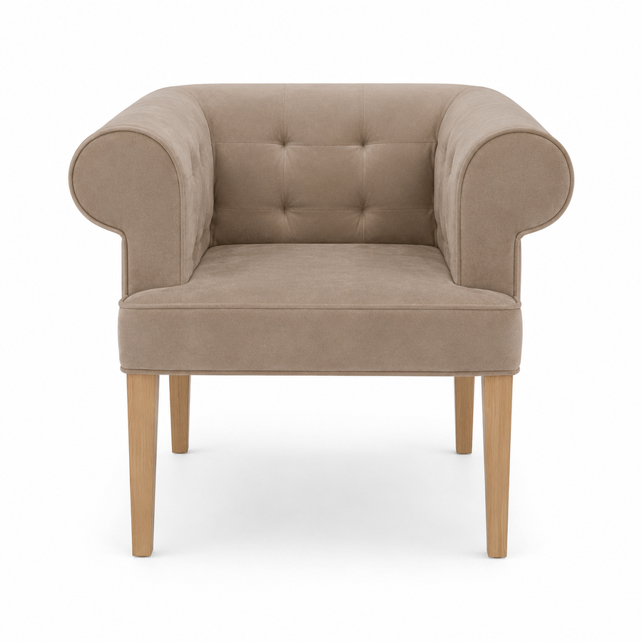 Sessel Cirus - Beige Samt - 90 x 78 x 75 cm - Chesterfield Akzentstuhl - Customizable