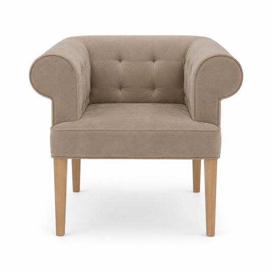 Sessel Cirus - Beige Samt - 90 x 78 x 75 cm - Chesterfield Akzentstuhl - Customizable