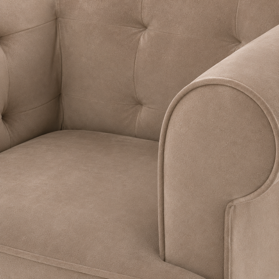 Sessel Cirus - Beige Samt - 90 x 78 x 75 cm - Chesterfield Akzentstuhl - Customizable