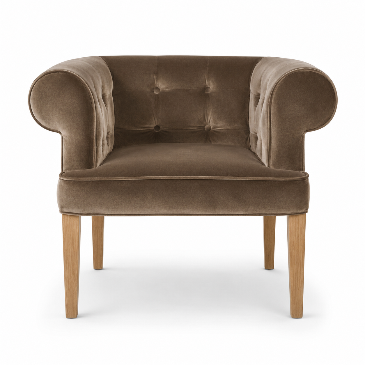 Fauteuil Cirus - Marron Velours - 90 x 78 x 75 cm - Chesterfield Chaise décorative - Customizable