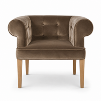 Fauteuil Cirus - Marron Velours - 90 x 78 x 75 cm - Chesterfield Chaise décorative - Customizable