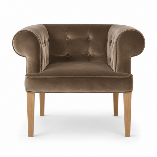 Sessel Cirus - Braun Samt - 90 x 78 x 75 cm - Chesterfield Akzentstuhl - Customizable