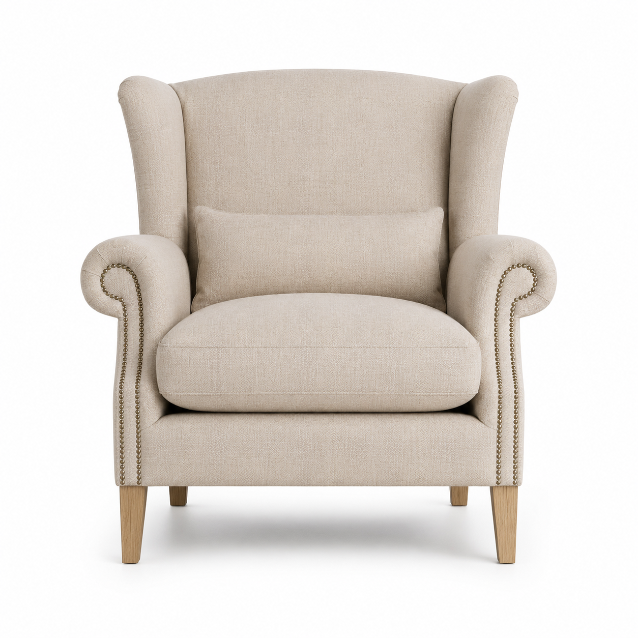 Sessel Crombach - Beige Gepolstert Wingback Stuhl - 117 x 100 x 105 cm