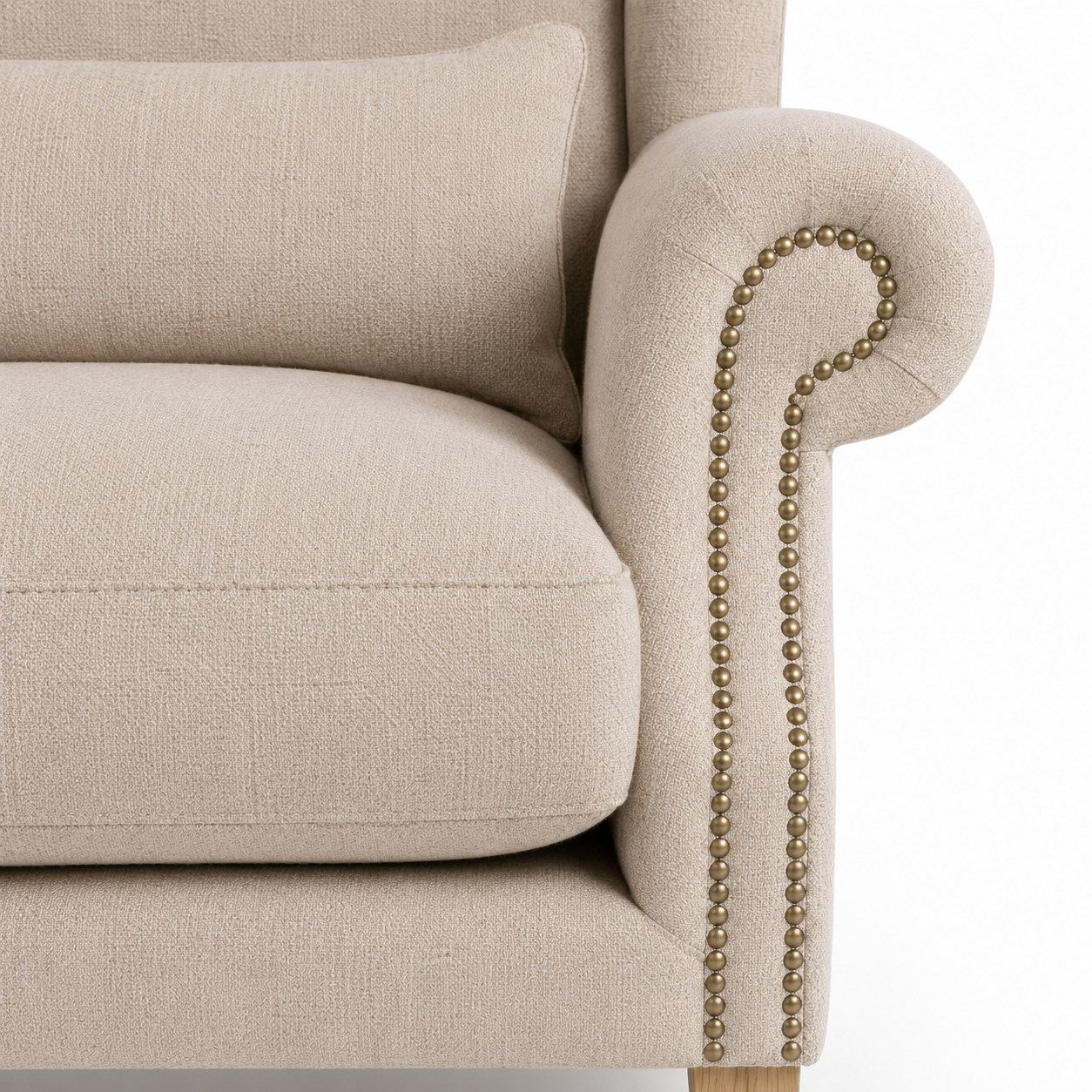 Sessel Crombach - Beige Gepolstert Wingback Stuhl - 117 x 100 x 105 cm