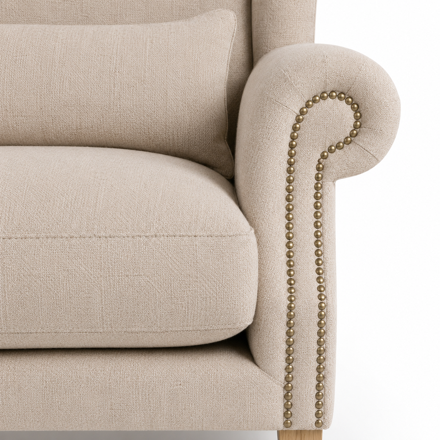 Sessel Crombach - Beige Gepolstert Wingback Stuhl - 117 x 100 x 105 cm