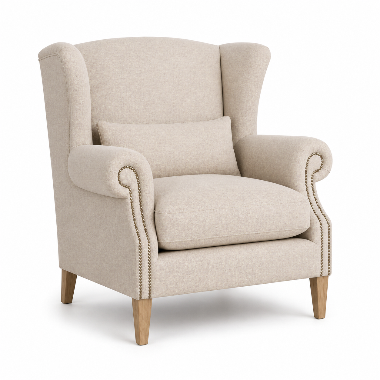 Sessel Crombach - Beige Gepolstert Wingback Stuhl - 117 x 100 x 105 cm