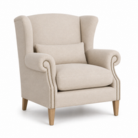 Sessel Crombach - Beige Gepolstert Wingback Stuhl - 117 x 100 x 105 cm