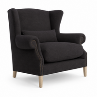 Sessel Crombach - Schwarz Gepolstert Wingback Stuhl - 117 x 100 x 105 cm