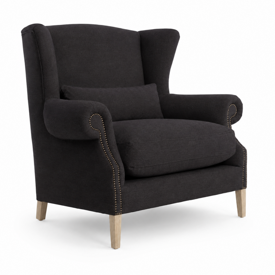 Sessel Crombach - Schwarz Gepolstert Wingback Stuhl - 117 x 100 x 105 cm