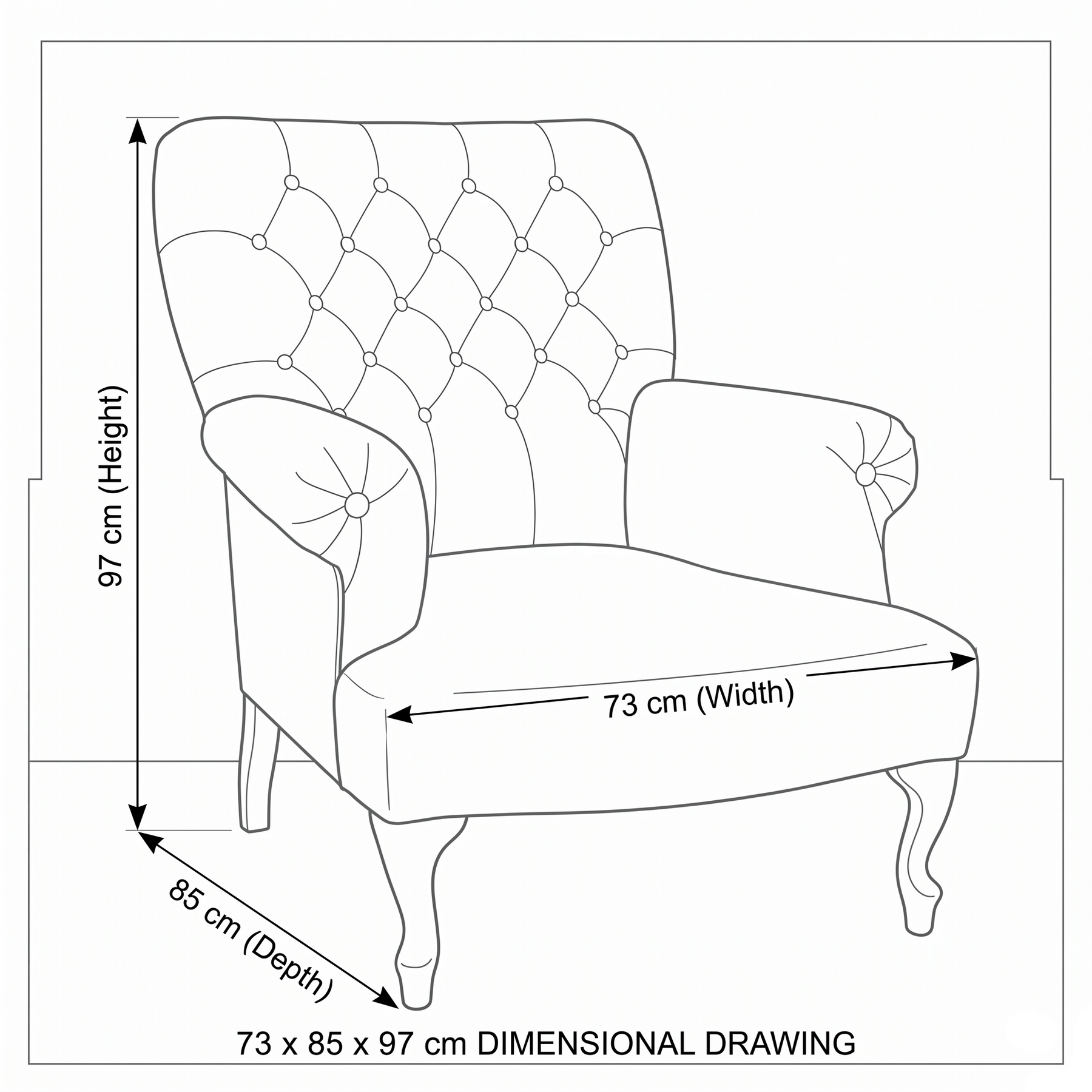 Armchair Hercules - Brown - 73 x 85 x 97 cm - Customizable