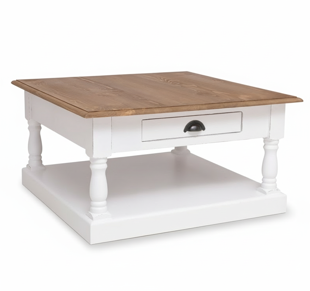 Ashford Coffee Table - Weiße Basis mit Oak Top | Marcottestyle