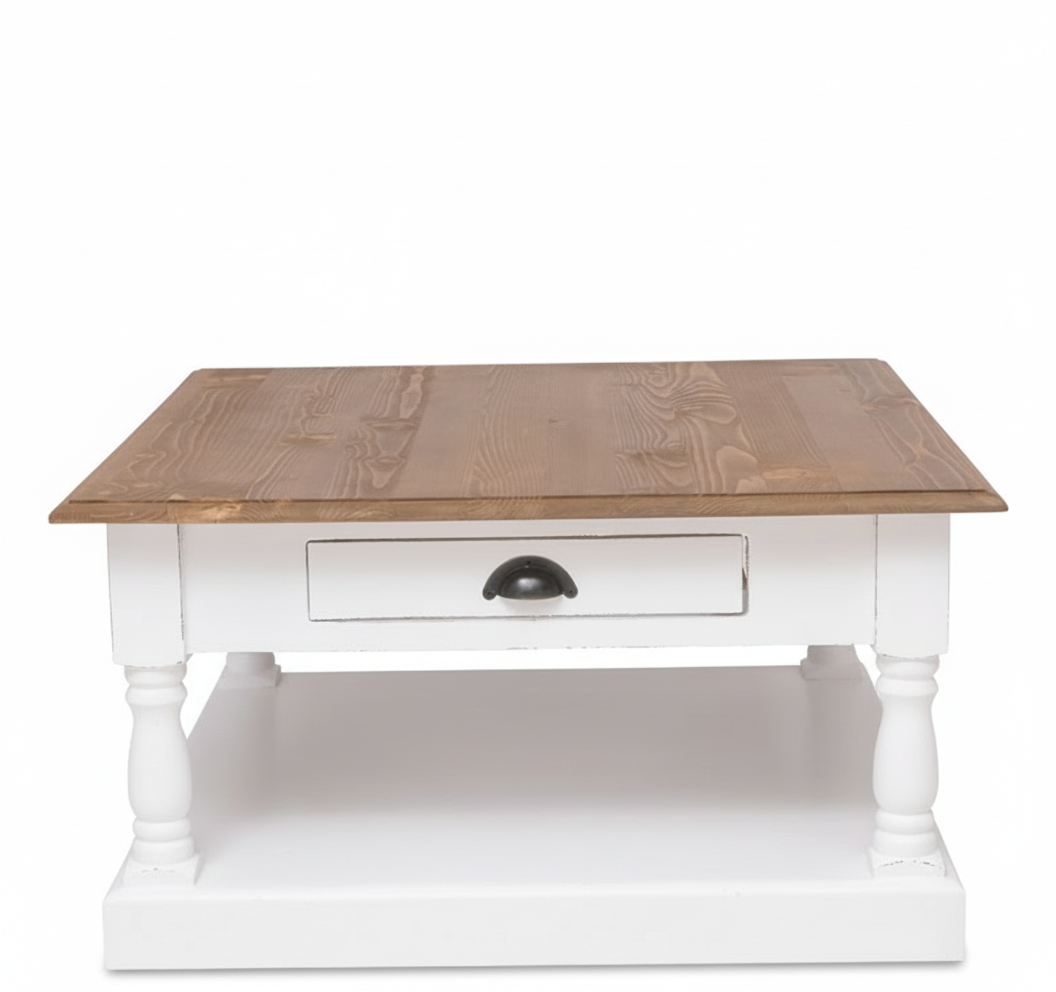 Ashford Coffee Table - Weiße Basis mit Oak Top | Marcottestyle