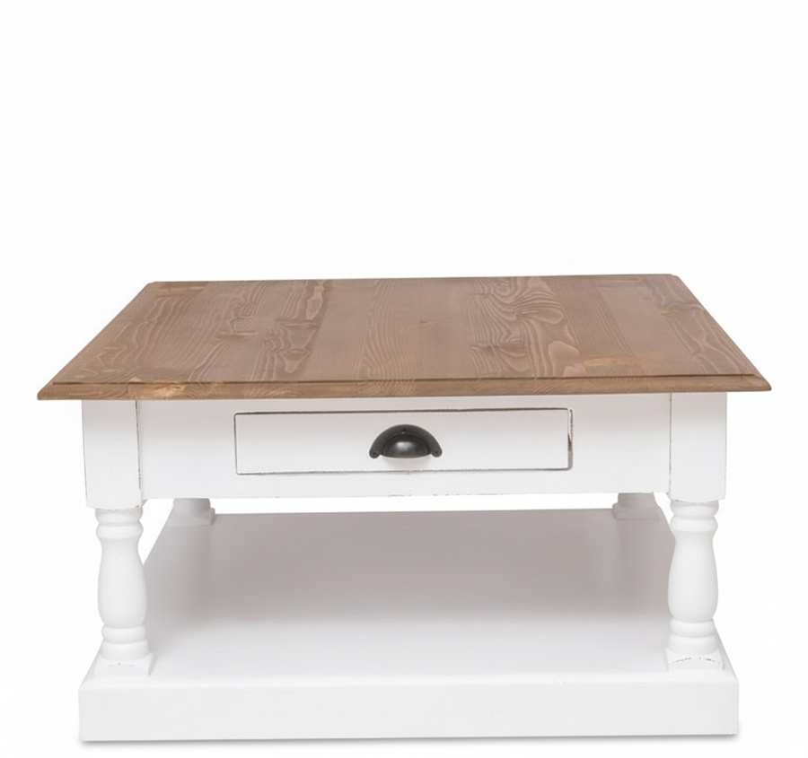 Ashford Coffee Table - Weiße Basis mit Oak Top | Marcottestyle
