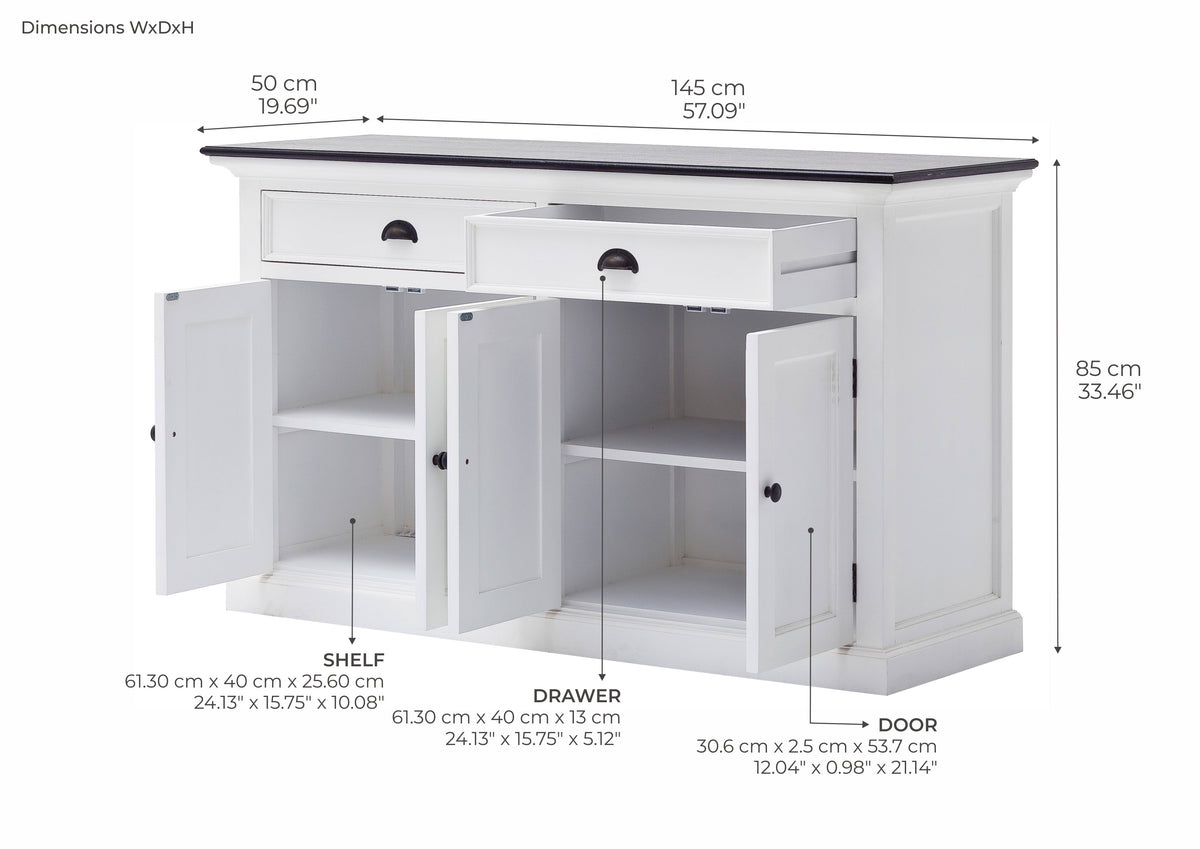 Halifax Contrast Buffet - Blanc with Noir Top | Marcottestyle