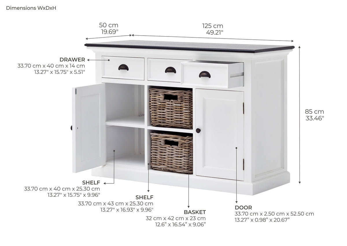 Halifax Contrast Buffet - White with Black Top | Marcottestyle