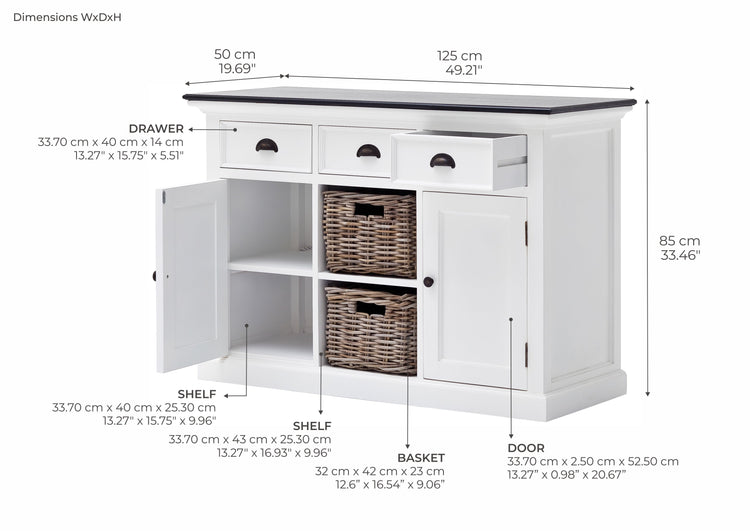 Halifax Contrast Buffet - White with Black Top | Marcottestyle