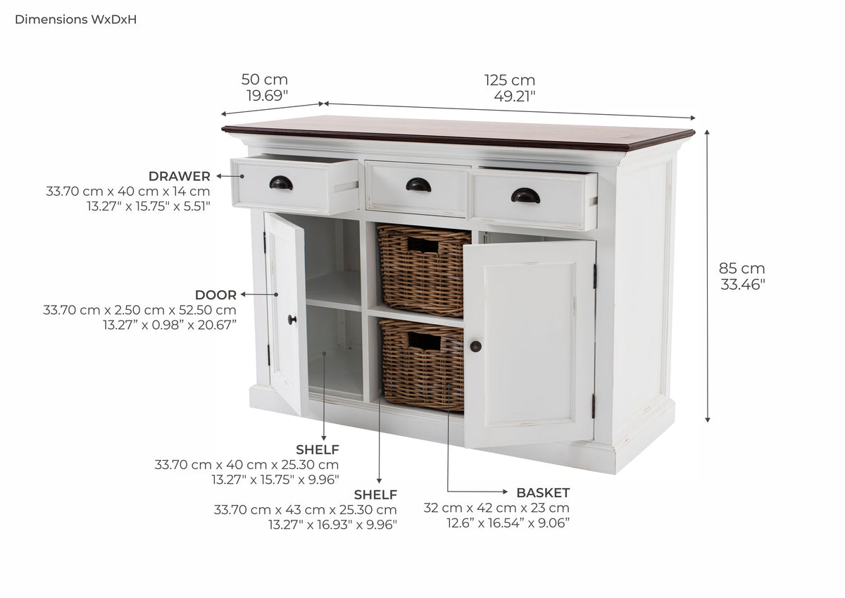 Halifax Accent Buffet - Blanc with Brun Top | Marcottestyle
