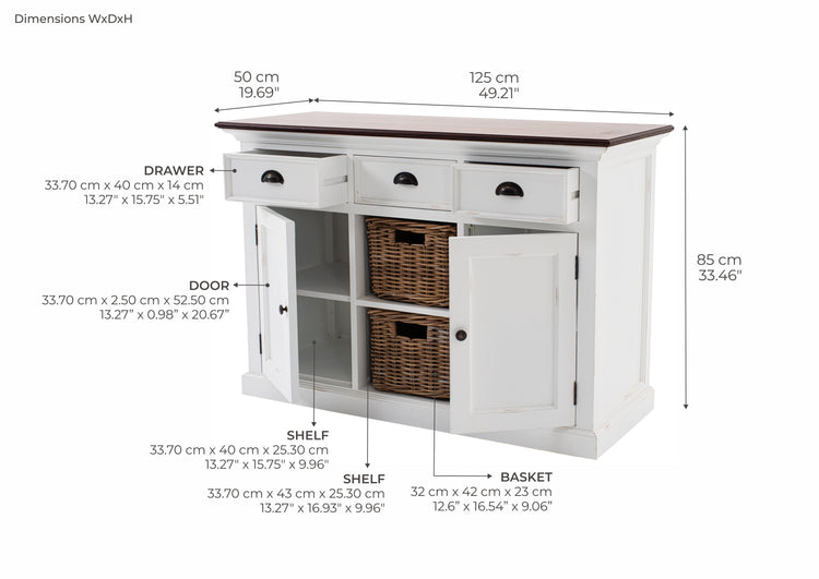 Halifax Accent Buffet - Blanc with Brun Top | Marcottestyle