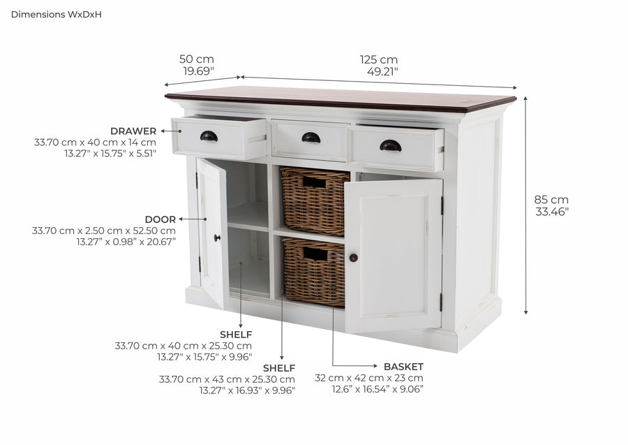 Buffet Accent de Halifax - Blanc avec haut brun | Marcottestyle