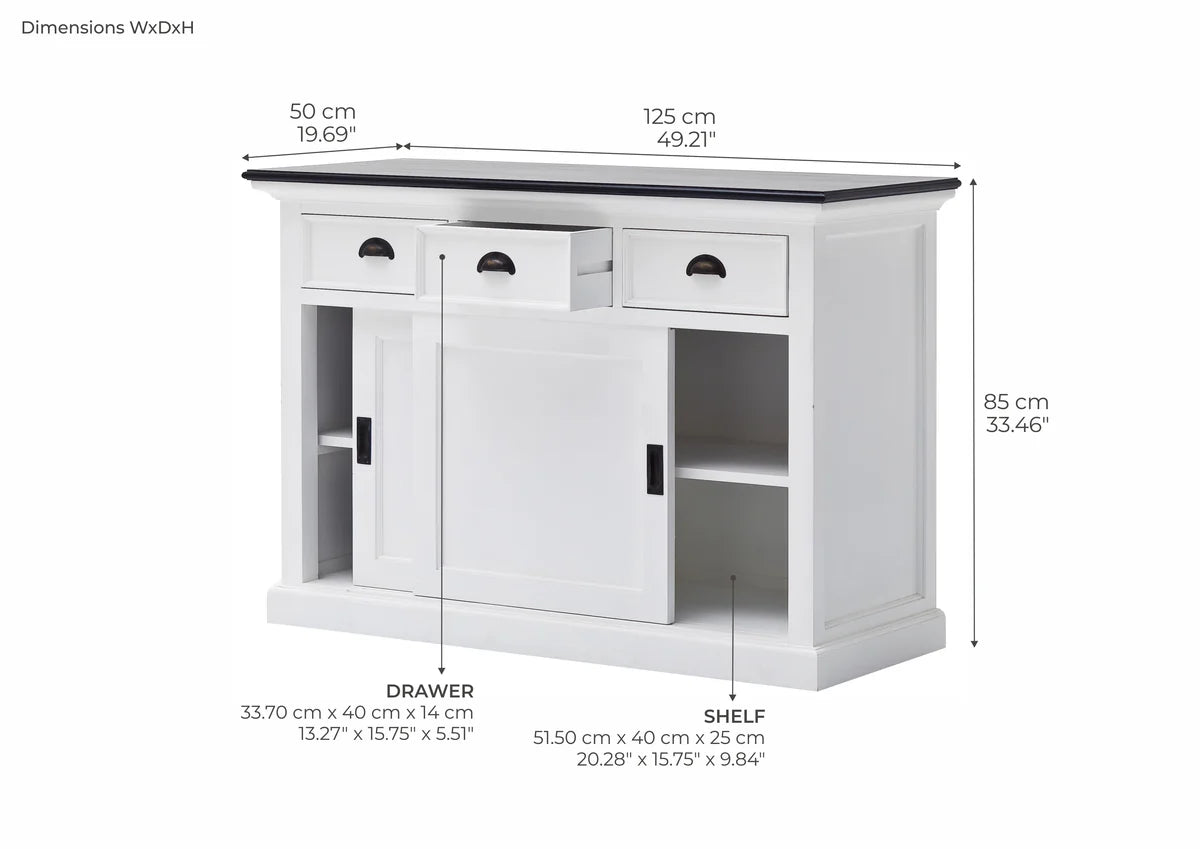 Halifax Contrast Buffet - White with Black Top | Marcottestyle