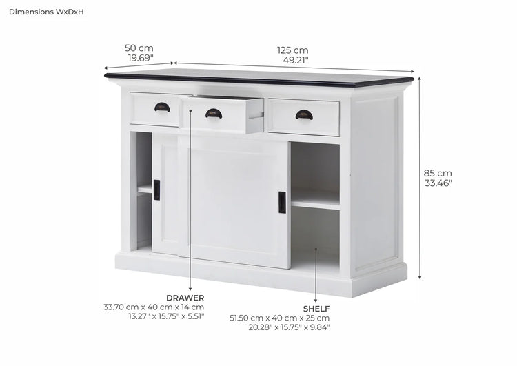Halifax Contrast Buffet - White with Black Top | Marcottestyle