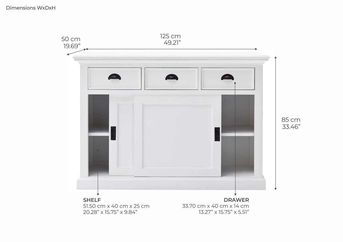 Halifax Buffet with Sliding Doors - White | Marcottestyle