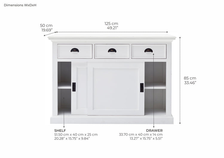 Halifax Buffet with Sliding Doors - White | Marcottestyle