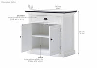 Halifax Contraste Small Buffet - Blanc avec Noir Top
