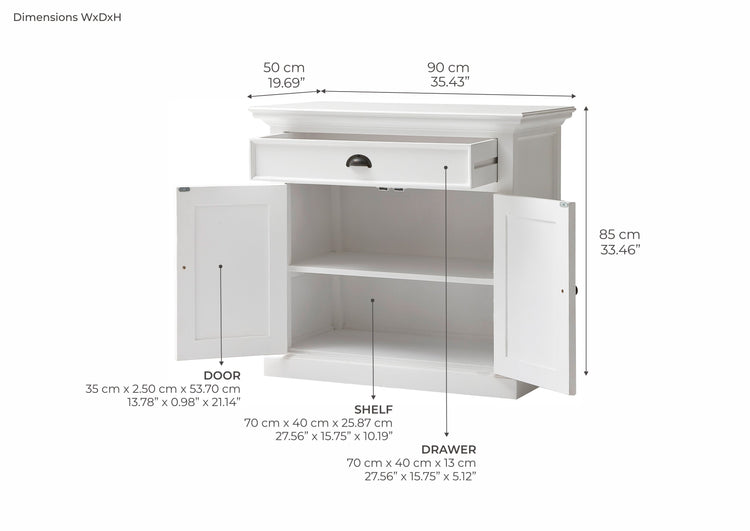Halifax Small Buffet - White | Marcottestyle