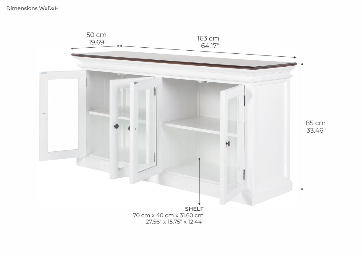 Halifax Accent Display Buffet with 4 Glass Doors - Lifestyle View | Marcottestyle