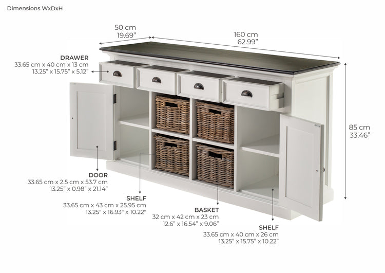 Halifax Contrast Buffet with 4 Baskets - Lifestyle View | Marcottestyle