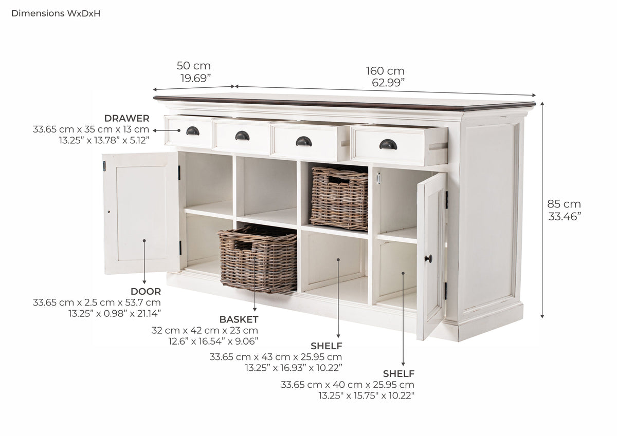 Halifax Accent Buffet with 4 Baskets - Lifestyle View | Marcottestyle