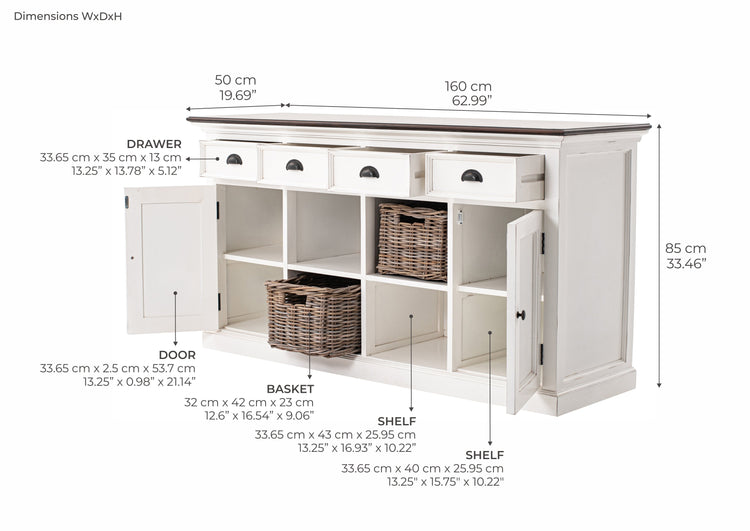Halifax Accent Buffet with 4 Baskets - Lifestyle View | Marcottestyle