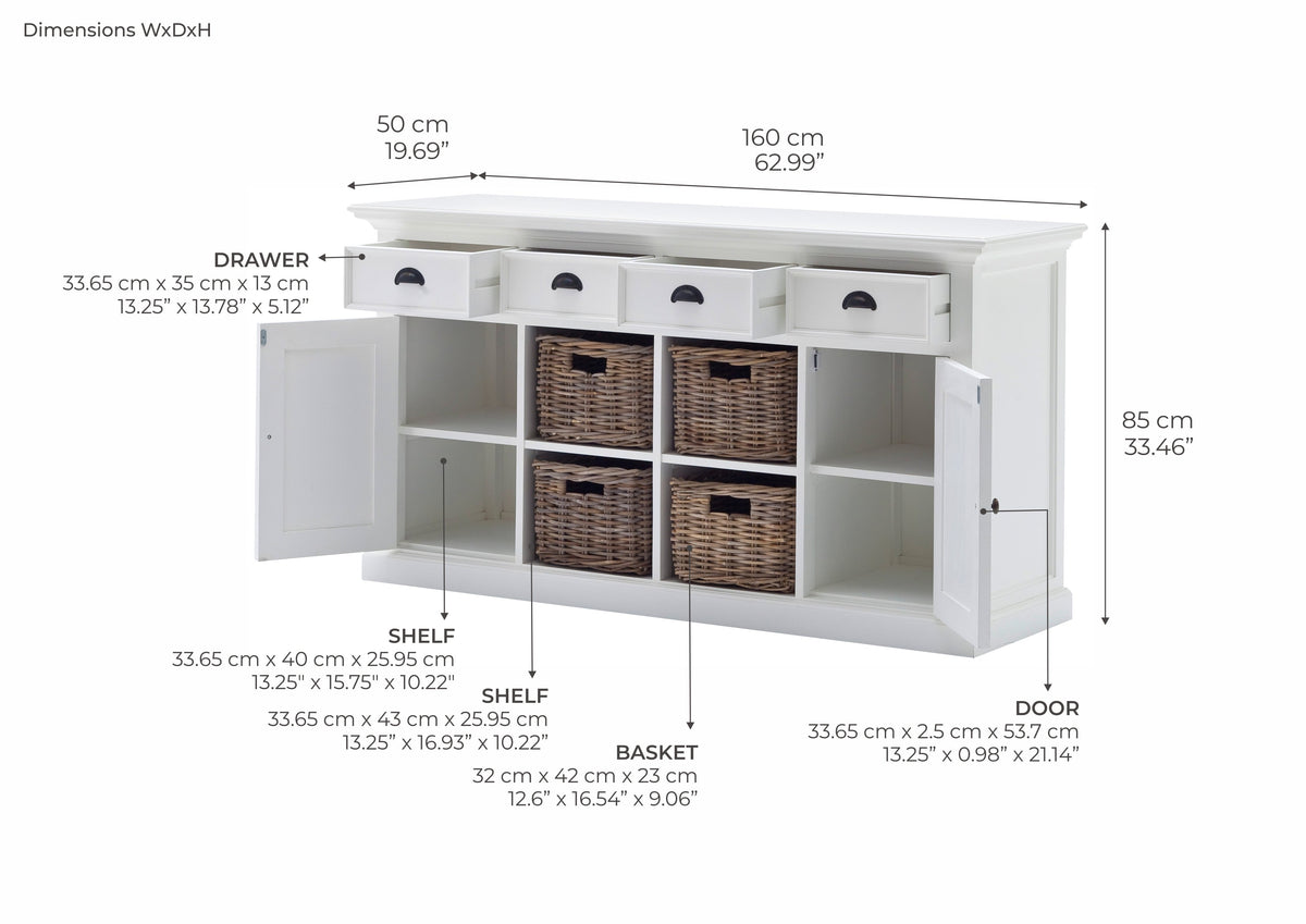 Halifax Large Buffet - White | Marcottestyle