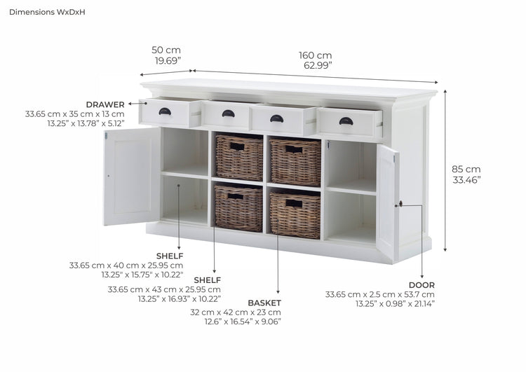 Halifax Large Buffet - White | Marcottestyle