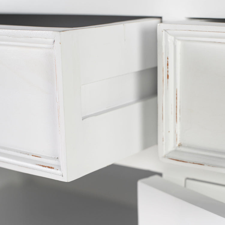 Buffet with 3 Drawers and 5 Doors - White Distress & Deep Brown - Lifestyle View | Marcottestyle