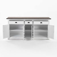 Buffet avec 3 Tiroirs and 5 Portes - Blanc Distress & Deep Marron
