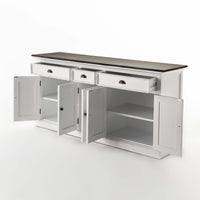 Buffet avec 3 Tiroirs and 5 Portes - Blanc Distress & Deep Marron