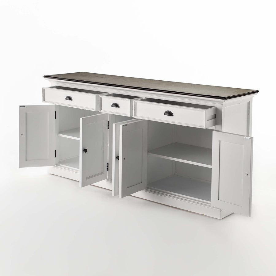 Buffet avec 3 Tiroirs and 5 Portes - Blanc Distress & Deep Marron