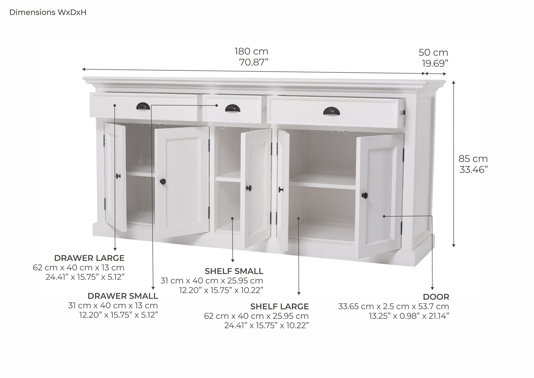 Buffet met 3 laden en 5 deuren | Marcottestyle